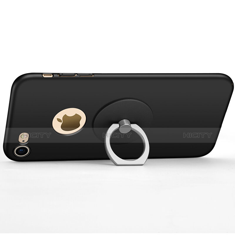 Coque Plastique Rigide avec Trou Mat et Support Bague Anneau pour Apple iPhone 7 Noir Plus
