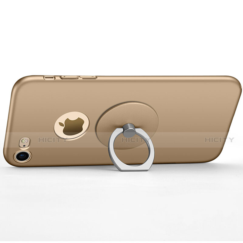 Coque Plastique Rigide avec Trou Mat et Support Bague Anneau pour Apple iPhone SE (2020) Or Plus