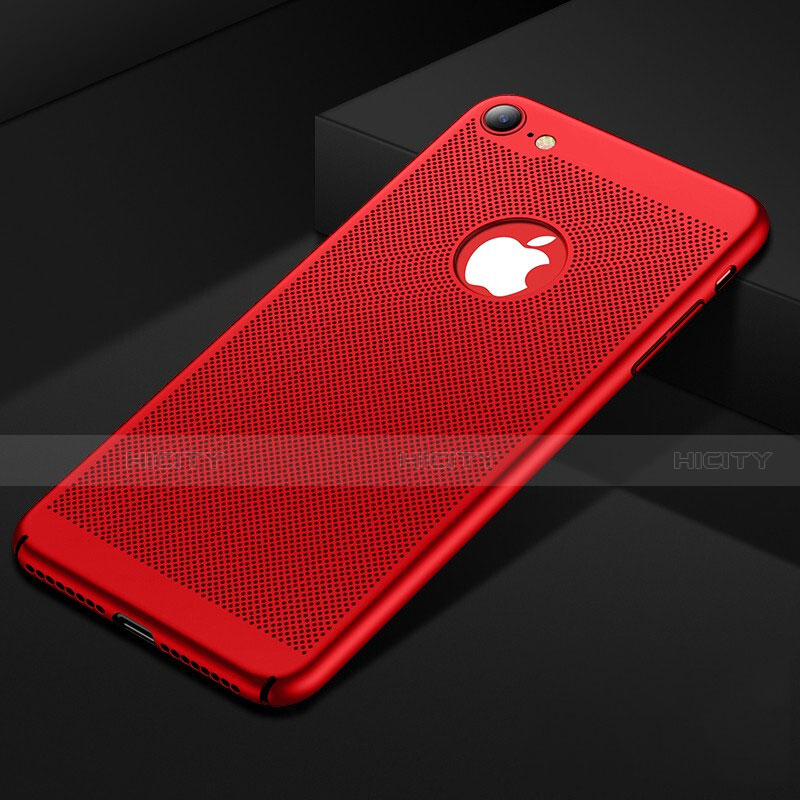 Coque Plastique Rigide Etui Housse Mailles Filet pour Apple iPhone SE (2020) Rouge Plus