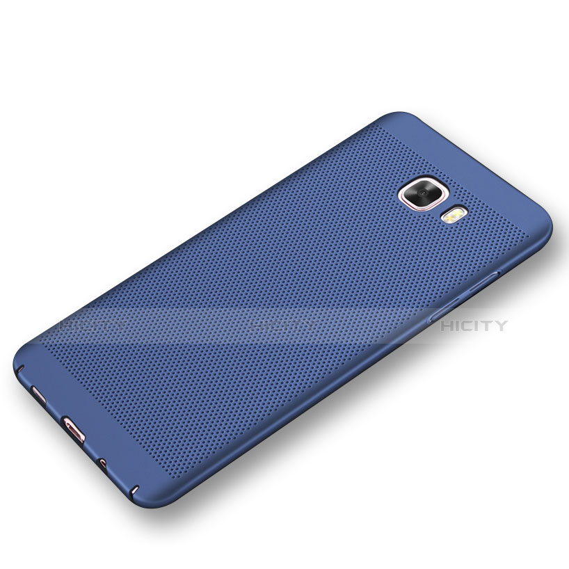 Coque Plastique Rigide Etui Housse Mailles Filet pour Samsung Galaxy C9 Pro C9000 Bleu Plus