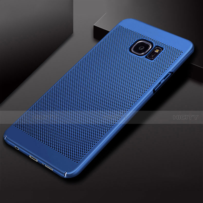 Coque Plastique Rigide Etui Housse Mailles Filet pour Samsung Galaxy S7 Edge G935F Bleu Plus