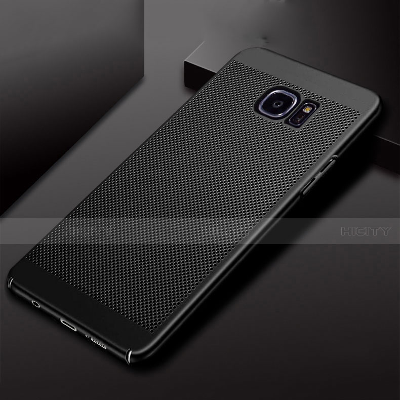 Coque Plastique Rigide Etui Housse Mailles Filet pour Samsung Galaxy S7 Edge G935F Noir Plus