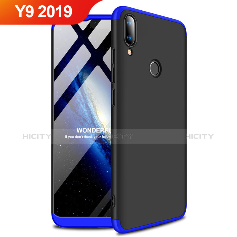 Coque Plastique Rigide Etui Housse Mat A01 pour Huawei Y9 (2019) Bleu et Noir Plus