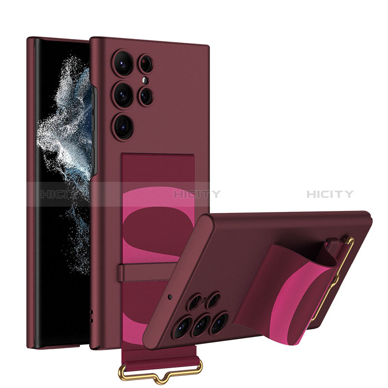 Coque Plastique Rigide Etui Housse Mat AC1 pour Samsung Galaxy S22 Ultra 5G Vin Rouge Plus