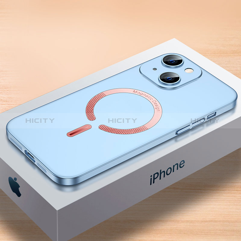 Coque Plastique Rigide Etui Housse Mat avec Mag-Safe Magnetic Magnetique QC1 pour Apple iPhone 14 Bleu Ciel Plus