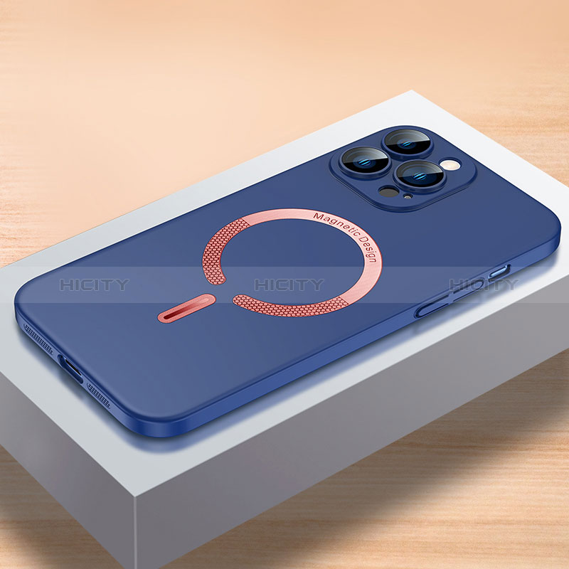 Coque Plastique Rigide Etui Housse Mat avec Mag-Safe Magnetic Magnetique QC1 pour Apple iPhone 15 Pro Bleu Plus