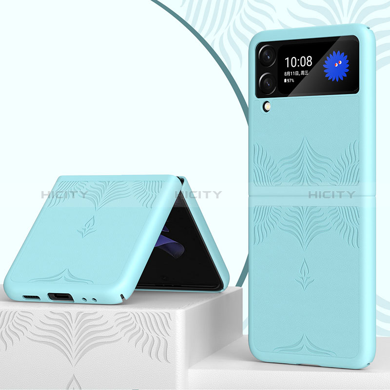Coque Plastique Rigide Etui Housse Mat H04 pour Samsung Galaxy Z Flip3 5G Bleu Ciel Plus