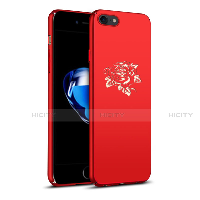 Coque Plastique Rigide Fleurs pour Apple iPhone SE (2020) Rouge Plus