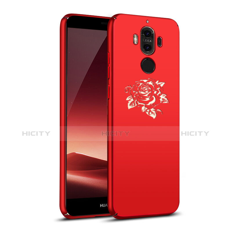 Coque Plastique Rigide Fleurs pour Huawei Mate 9 Rouge Plus