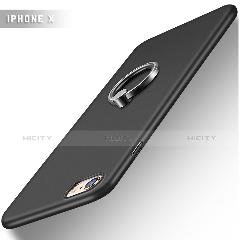 Coque Plastique Rigide Mat avec Support Bague Anneau A01 pour Apple iPhone 6 Plus Noir Plus