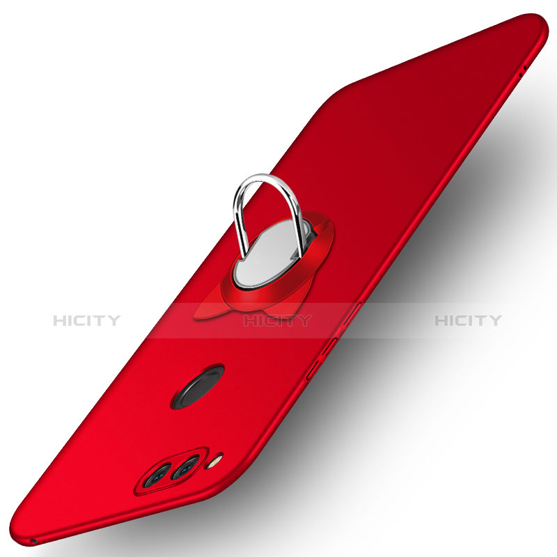 Coque Plastique Rigide Mat avec Support Bague Anneau A01 pour Huawei Honor 7X Rouge Plus