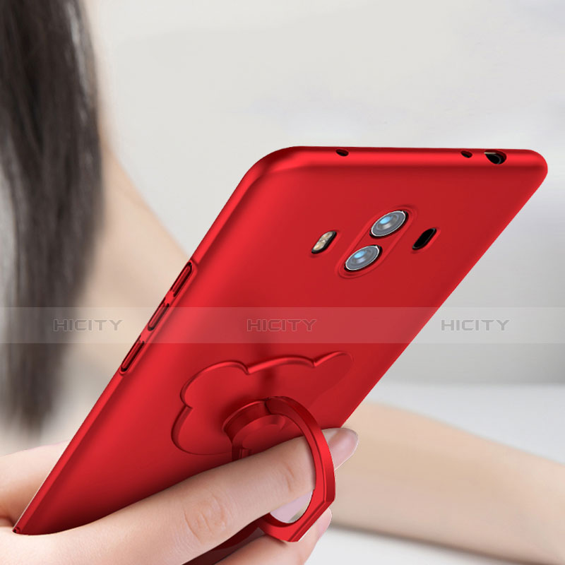 Coque Plastique Rigide Mat avec Support Bague Anneau A03 pour Huawei Mate 10 Rouge Plus