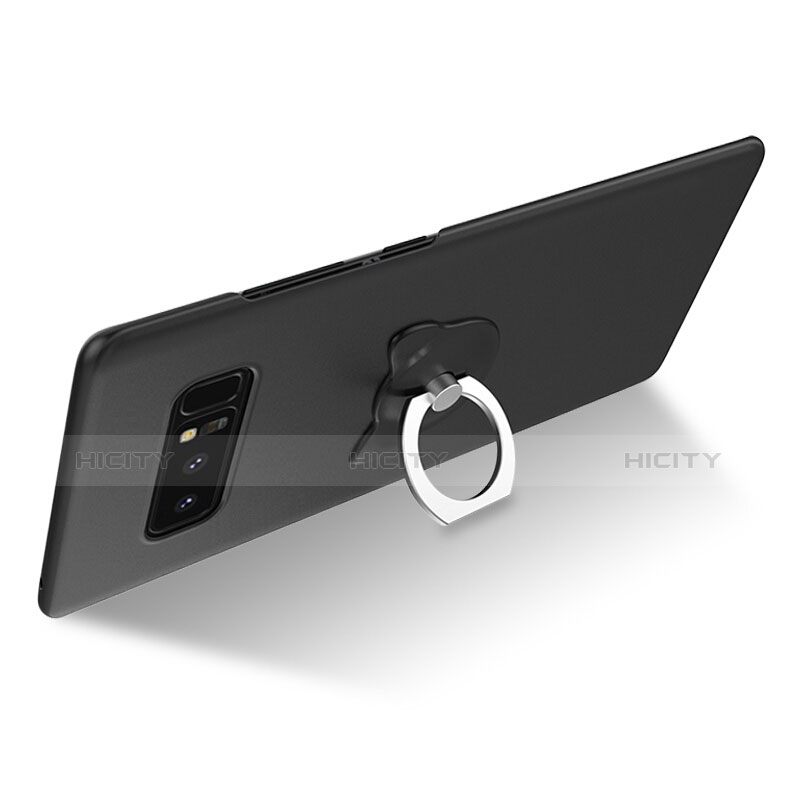 Coque Plastique Rigide Mat avec Support Bague Anneau A03 pour Samsung Galaxy Note 8 Duos N950F Noir Plus