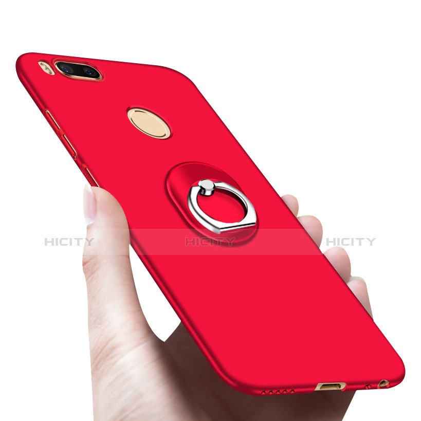 Coque Plastique Rigide Mat avec Support Bague Anneau A03 pour Xiaomi Mi 5X Rouge Plus