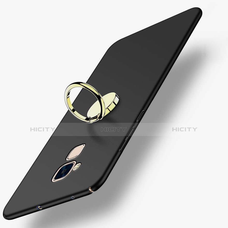 Coque Plastique Rigide Mat avec Support Bague Anneau A04 pour Huawei Honor 7 Lite Noir Plus