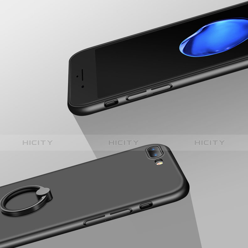 Coque Plastique Rigide Mat avec Support Bague Anneau A05 pour Apple iPhone 7 Plus Noir Plus