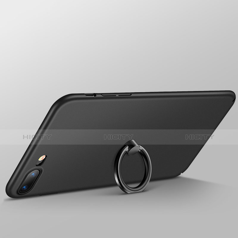 Coque Plastique Rigide Mat avec Support Bague Anneau A05 pour Apple iPhone 8 Plus Noir Plus