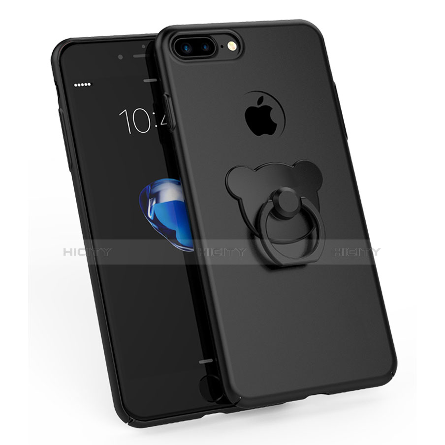Coque Plastique Rigide Mat avec Support Bague Anneau A06 pour Apple iPhone 8 Plus Noir Plus
