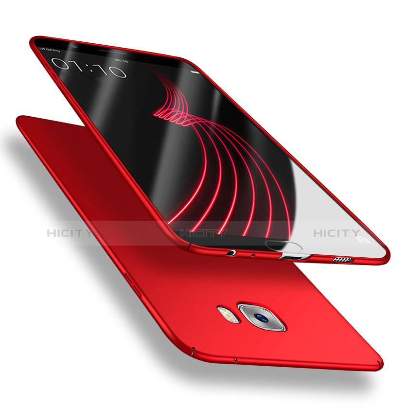 Coque Plastique Rigide Mat avec Support Bague Anneau Aimante pour Samsung Galaxy C5 Pro C5010 Rouge Plus