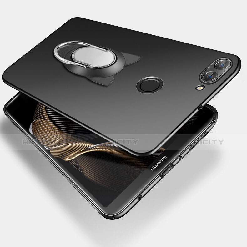 Coque Plastique Rigide Mat avec Support Bague Anneau pour Huawei Enjoy 8 Plus Noir Plus