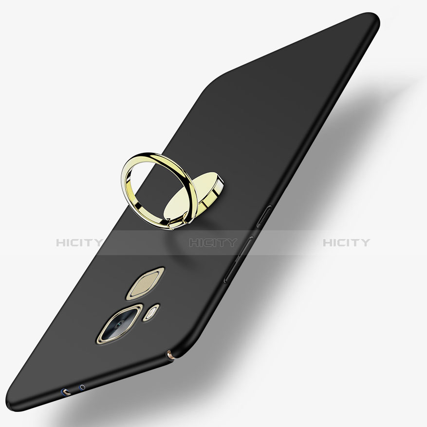 Coque Plastique Rigide Mat avec Support Bague Anneau pour Huawei G9 Plus Noir Plus