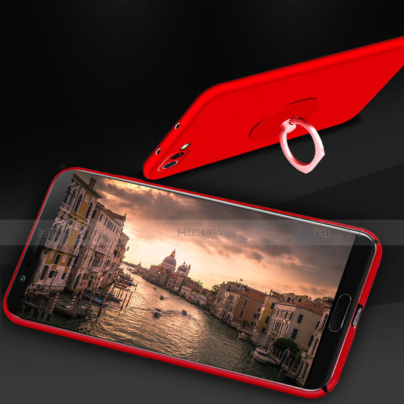 Coque Plastique Rigide Mat avec Support Bague Anneau pour Huawei Honor View 10 Rouge Plus
