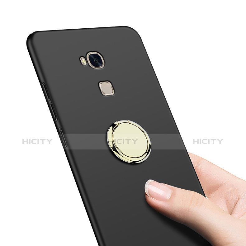 Coque Plastique Rigide Mat avec Support Bague Anneau pour Huawei Honor X5 Noir Plus