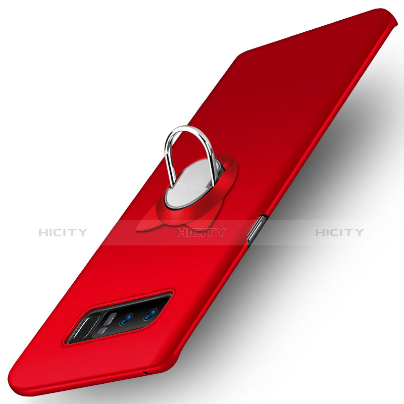 Coque Plastique Rigide Mat avec Support Bague Anneau pour Samsung Galaxy Note 8 Duos N950F Rouge Plus