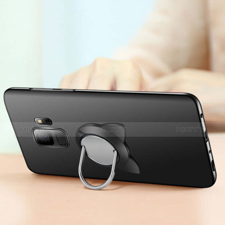 Coque Plastique Rigide Mat avec Support Bague Anneau pour Samsung Galaxy S9 Noir Plus
