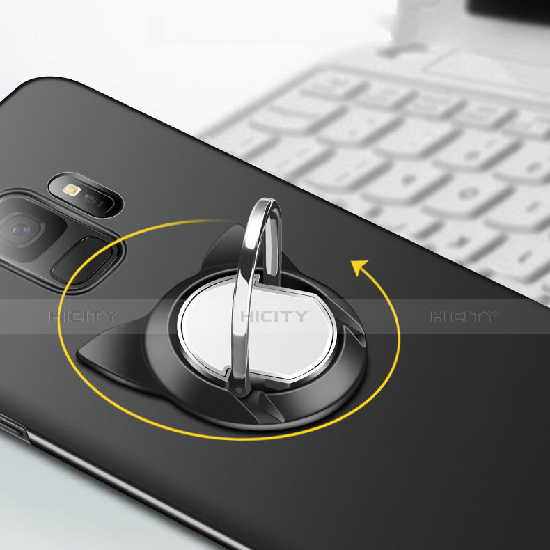 Coque Plastique Rigide Mat avec Support Bague Anneau pour Samsung Galaxy S9 Noir Plus