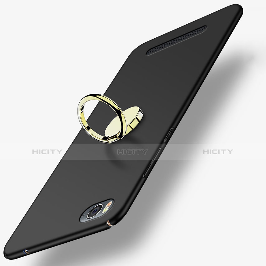 Coque Plastique Rigide Mat avec Support Bague Anneau pour Xiaomi Mi 4i Noir Plus