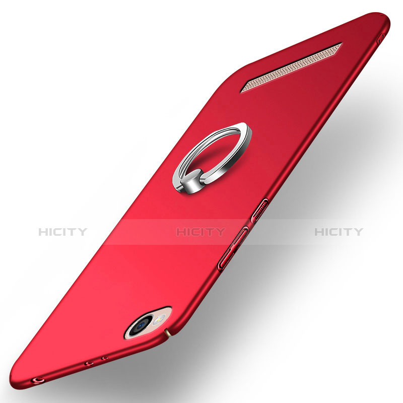 Coque Plastique Rigide Mat avec Support Bague Anneau pour Xiaomi Redmi 5A Rouge Plus