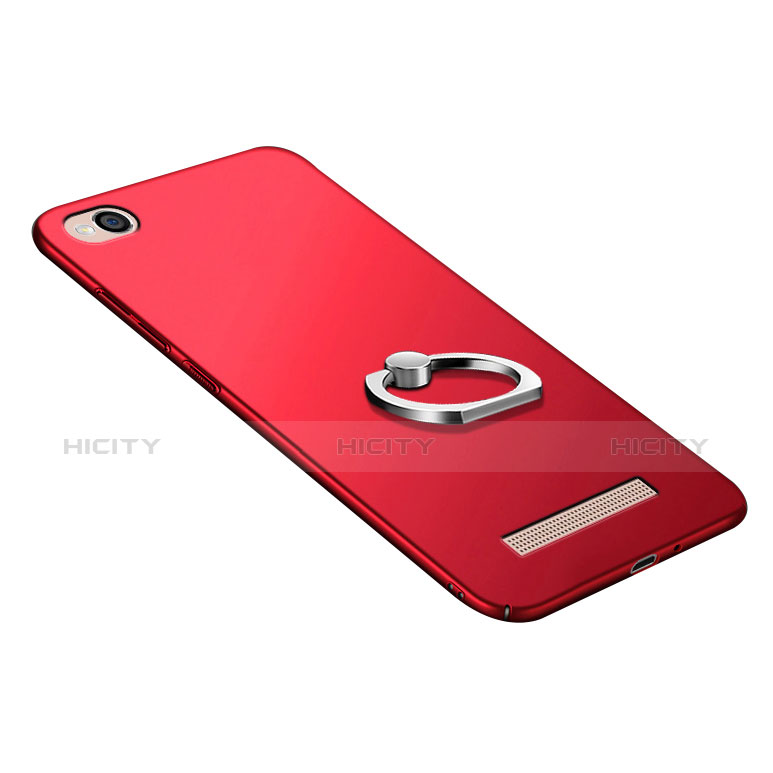Coque Plastique Rigide Mat avec Support Bague Anneau pour Xiaomi Redmi 5A Rouge Plus
