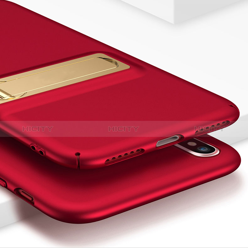 Coque Plastique Rigide Mat avec Support pour Apple iPhone Xs Max Rouge Plus