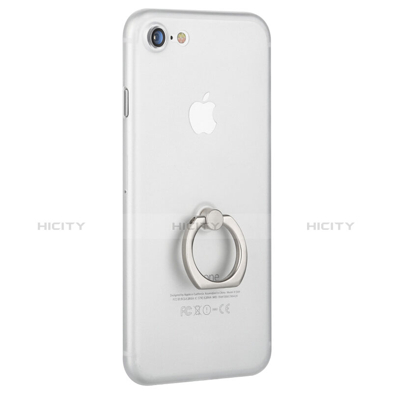 Coque Plastique Rigide Mat et Support Bague Anneau F01 pour Apple iPhone 7 Blanc Plus