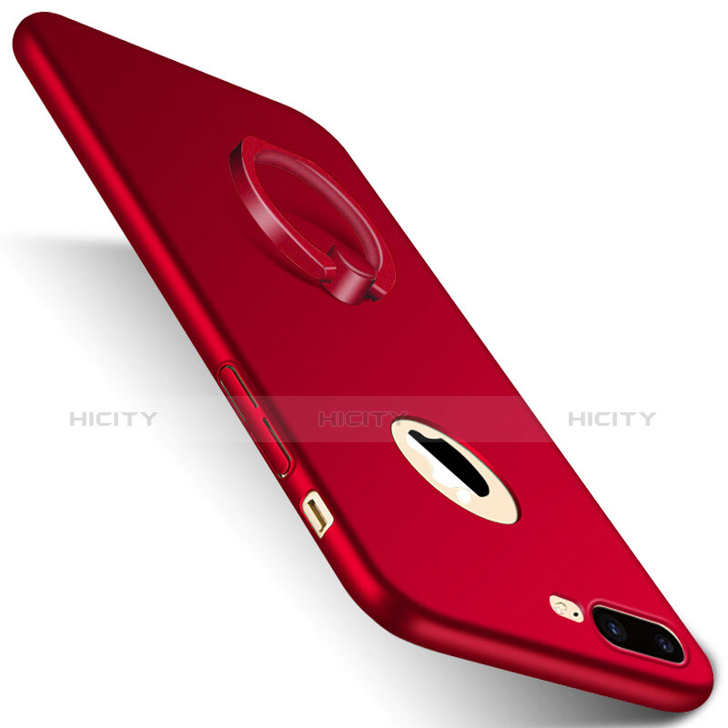Coque Plastique Rigide Mat et Support Bague Anneau F01 pour Apple iPhone 8 Plus Rouge Plus