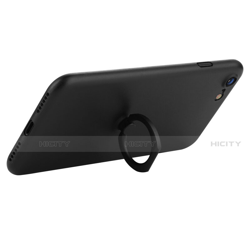 Coque Plastique Rigide Mat et Support Bague Anneau F01 pour Apple iPhone SE (2020) Noir Plus