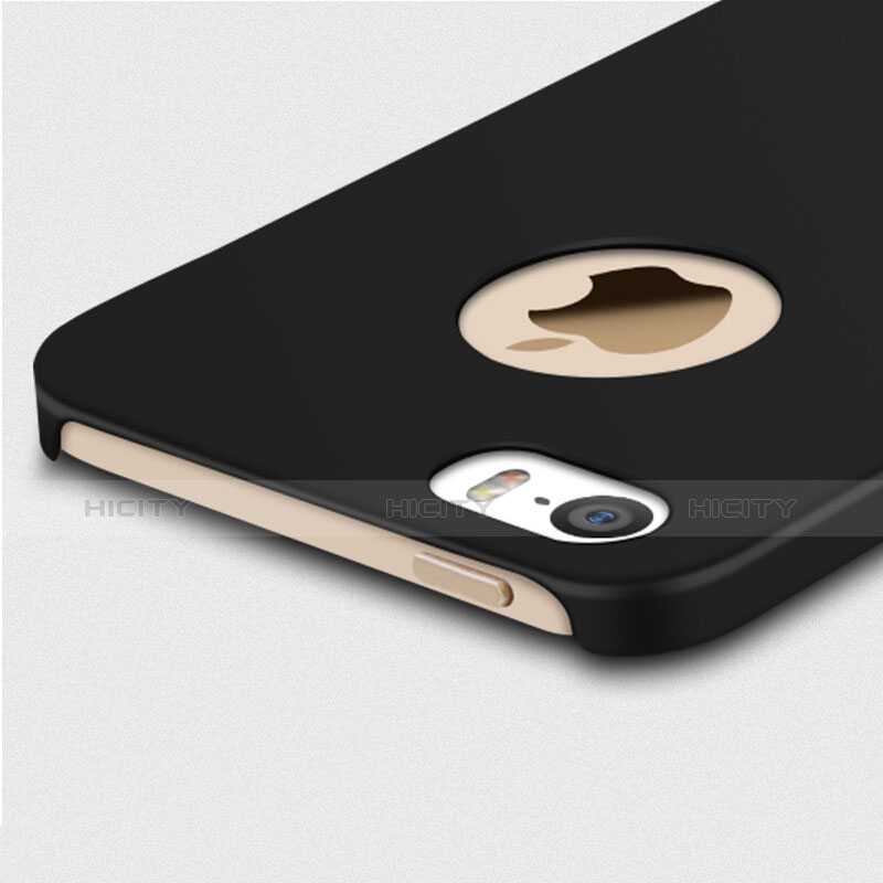 Coque Plastique Rigide Mat et Support Bague Anneau pour Apple iPhone 5S Noir Plus