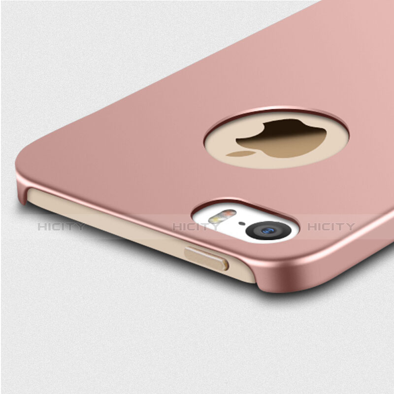 Coque Plastique Rigide Mat et Support Bague Anneau pour Apple iPhone 5S Rose Plus