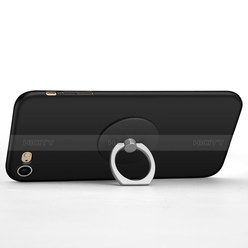 Coque Plastique Rigide Mat et Support Bague Anneau pour Apple iPhone 7 Noir Plus