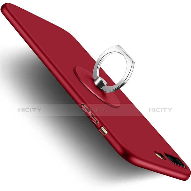 Coque Plastique Rigide Mat et Support Bague Anneau pour Apple iPhone 7 Plus Rouge Plus
