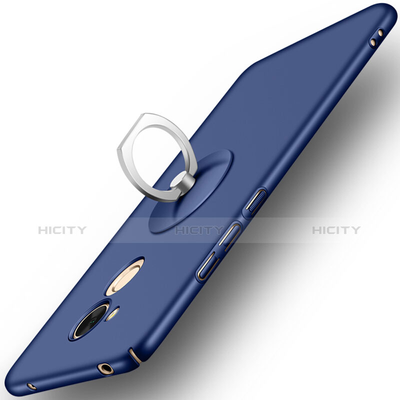 Coque Plastique Rigide Mat et Support Bague Anneau pour Huawei Honor 6C Pro Bleu Plus