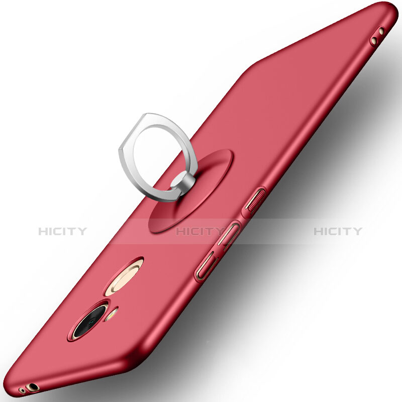 Coque Plastique Rigide Mat et Support Bague Anneau pour Huawei Honor V9 Play Rouge Plus