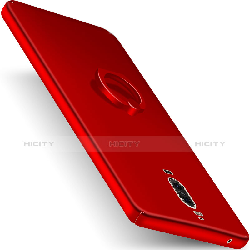 Coque Plastique Rigide Mat et Support Bague Anneau pour Huawei Mate 9 Pro Rouge Plus