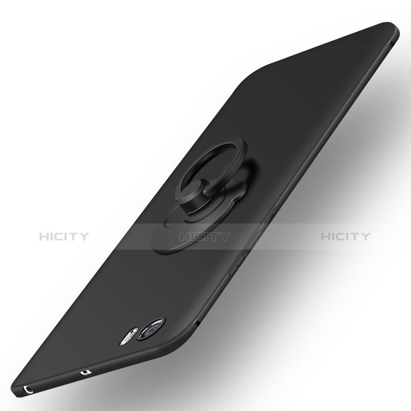 Coque Plastique Rigide Mat et Support Bague Anneau pour Xiaomi Mi 5 Noir Plus