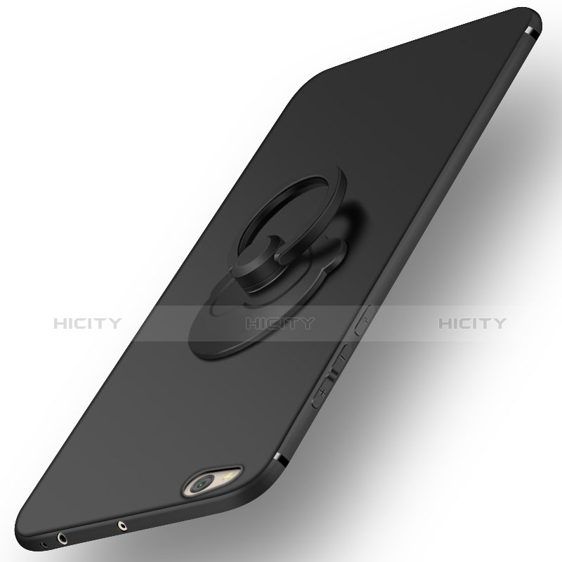 Coque Plastique Rigide Mat et Support Bague Anneau pour Xiaomi Mi 5C Noir Plus