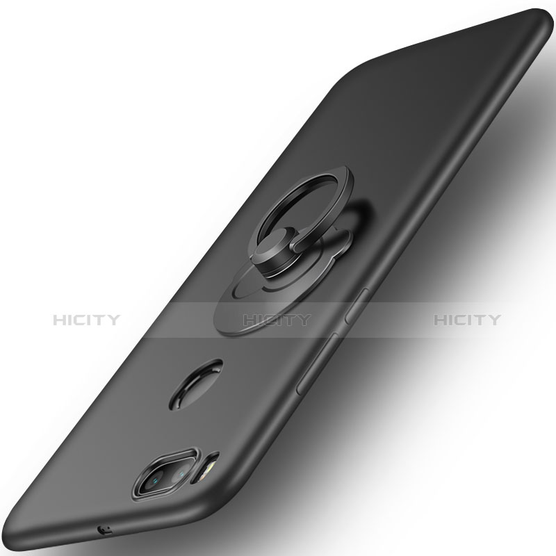 Coque Plastique Rigide Mat et Support Bague Anneau pour Xiaomi Mi 5X Noir Plus