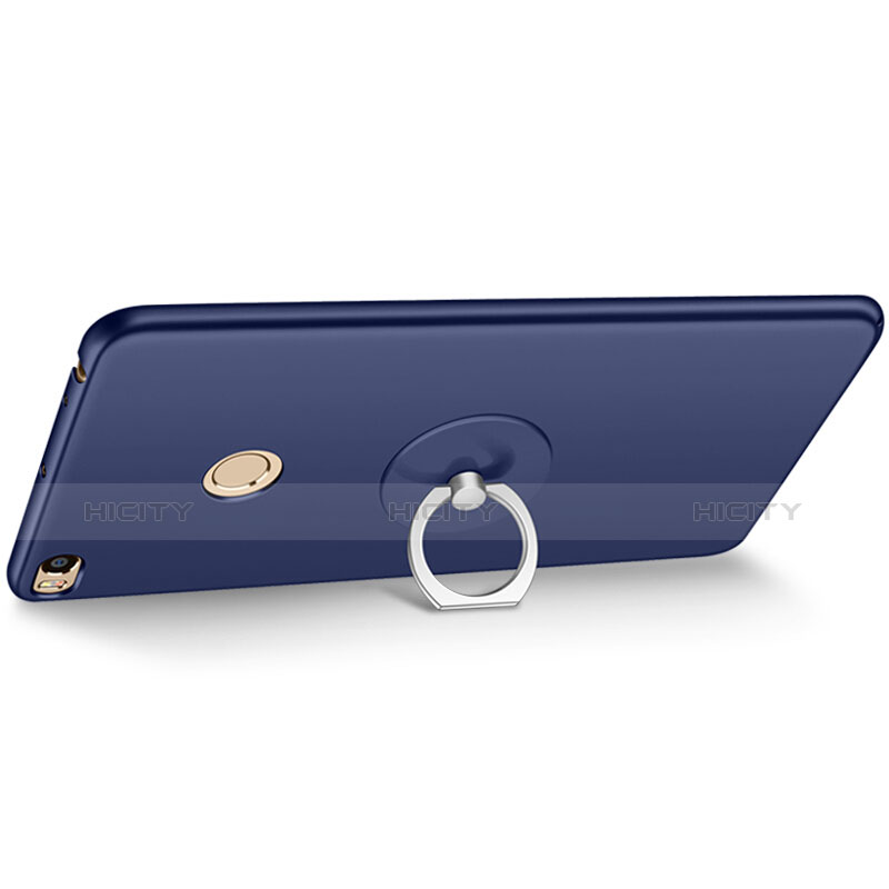 Coque Plastique Rigide Mat et Support Bague Anneau pour Xiaomi Mi Max 2 Bleu Plus