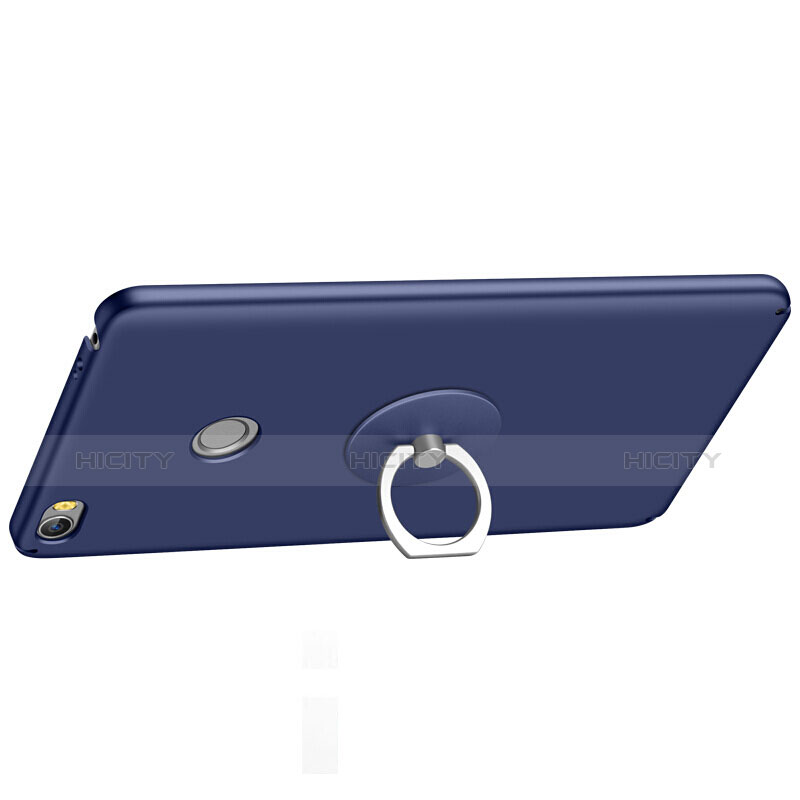 Coque Plastique Rigide Mat et Support Bague Anneau pour Xiaomi Mi Max Bleu Plus