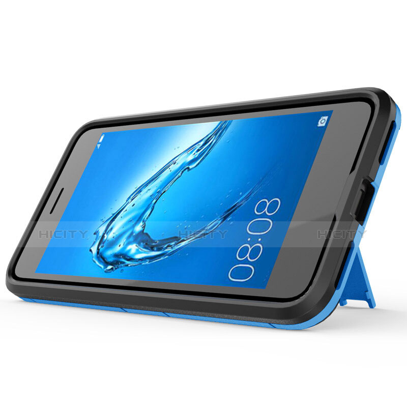 Coque Plastique Rigide Mat et Support pour Huawei Enjoy 7 Bleu Plus